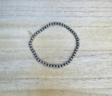 4mm Round Sterling Silver Plated Copper Stretch Bracelet