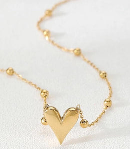 Heart Gold Dot Chain Necklace