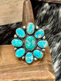 Sterling Silver Turquoise Cluster Ring