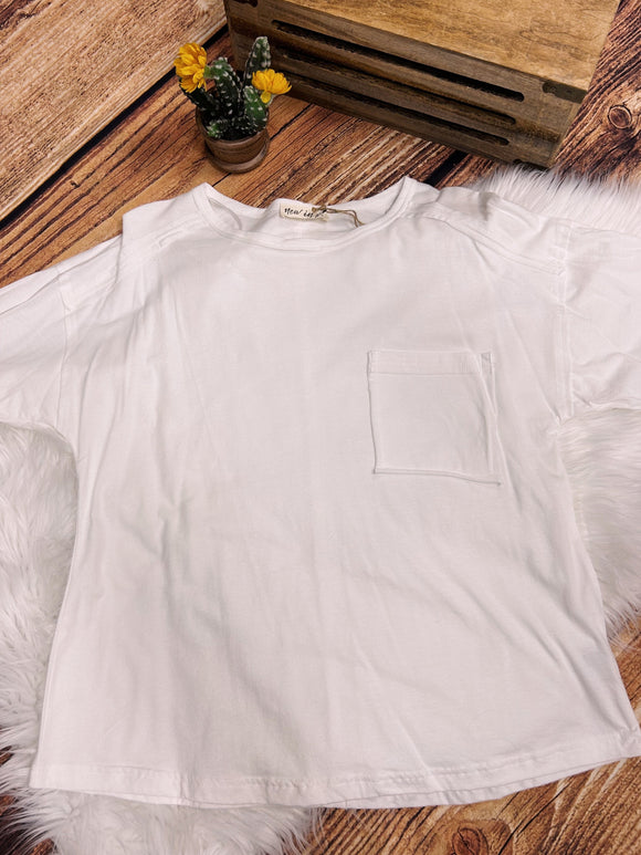 Jacee Short Sleeve Pocket Tee-White