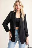Maleri Soft Cinch Sleeves Blazer-Black