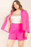 Kimmie Elastic Waist Shorts-Hot Pink-Curvy