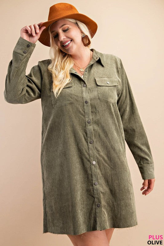 Sarah Corduroy Shirt Dress-Curvy – Missy's Boutique