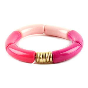 Tory Thick Acrylic Tube Stretch Bracelet-Pink