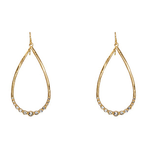 Wendy Teardrop Hoop Earrings w/ Rhinestone-Gold