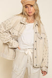 Fiona Studded Oversized Corduroy Jacket - CREAM