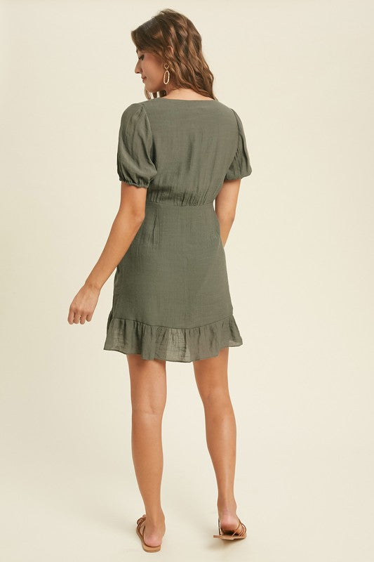 knee length dresses for ladies Jaydynn Surplice Ruched Mini Dress – Missy's Boutique