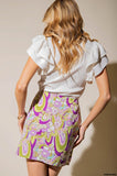 Cheri Printed Mini Skirt-Lavender