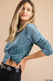 Dala Velvet Leopard L/S Top-Blue