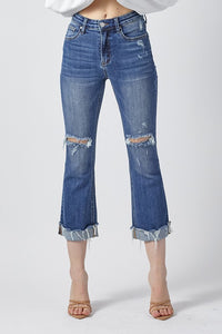 Claire Distressed Capri With Cuff