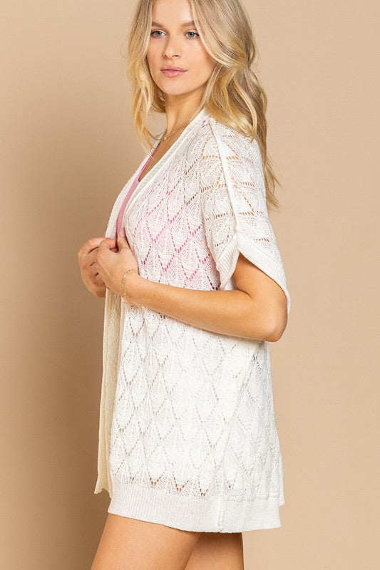 Ivory short sleeve cardigan hotsell