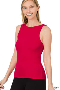 Reagn Ribbed Tank Top-Red