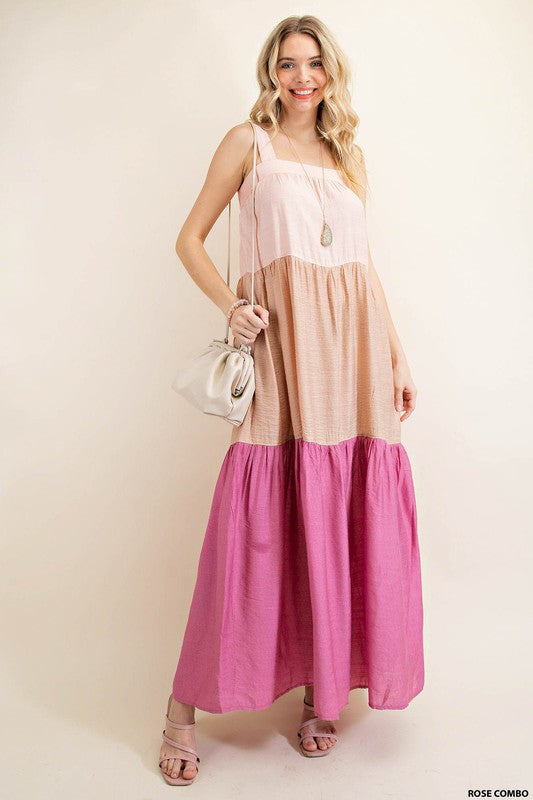 Kaitlynn Tiered Color Block Maxi Dress Kaitlynn Tiered Color Block Maxi Dress