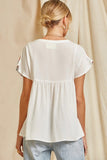 Riley Babydoll Embroidered Top-White