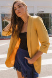 Lonnie Solid Collard Blazer-Mustard