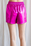 Pamela Faux Leather Shorts-Pink