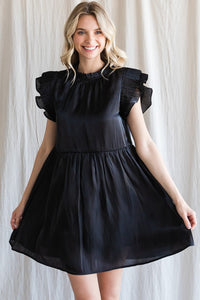 Kelsey Solid Satin Dress Black