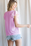 Skyler Solid Ruffle Top-Candy Pink