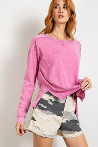 Kymbren Washed Jersey Top-Pink