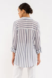 Kate Striped Button Up Top-Curvy