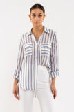Kate Striped Button Up Top-Curvy