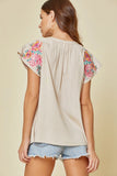 Tianna Embroidered Top Oyster