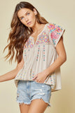 Tianna Embroidered Top Oyster