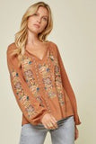 Aubrey Floral Top - Rust