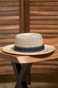 Two Tone Straw Summer Hat-Beige/Taupe