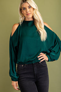 Briann High Collar Top-Hunter Green