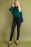 Briann High Collar Top-Hunter Green