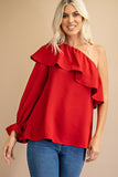 Alexandria One Shoulder Ruffle Blouse