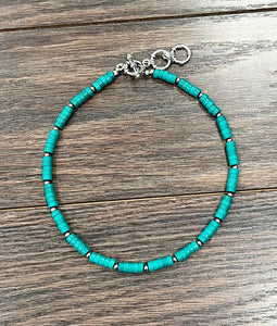 Rynn Natural Heishi Turquoise Necklace-Drk