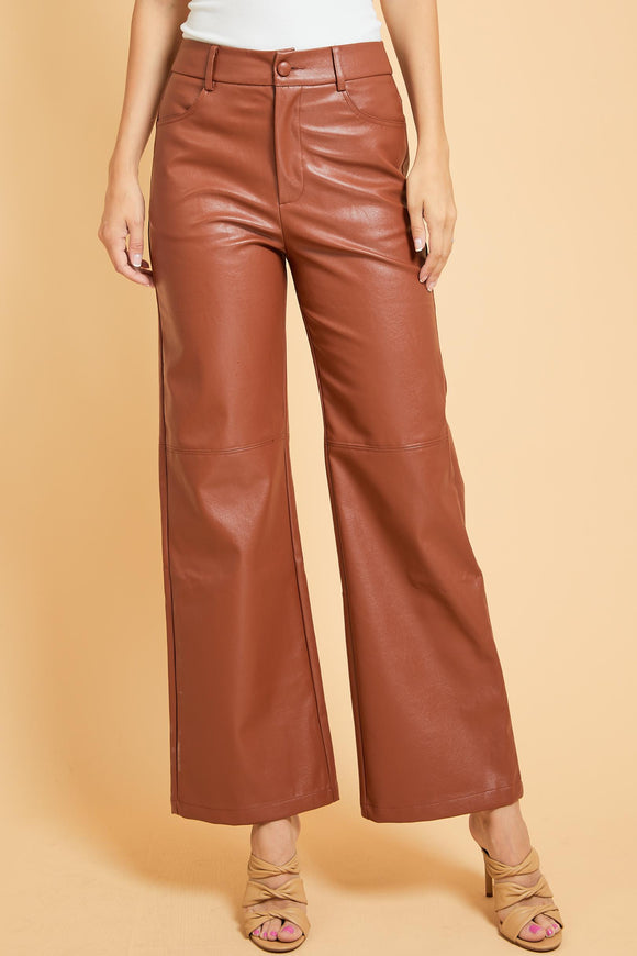 Ester Pleather Straight Leg Pants