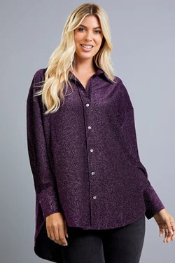 Isabella Button Down Shirt-Purple