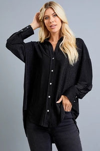 Isabella Button Down Shirt-Black