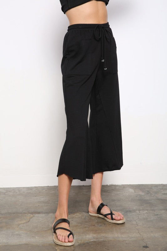 Sage French Terry Culotte Pants-Black