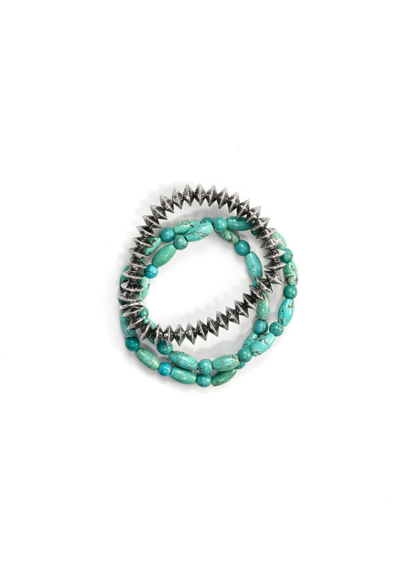 Brenn 3 Strand Turquoise Stretch Bracelet-
