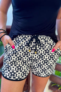 New Habits Drawstring Checkered Shorts