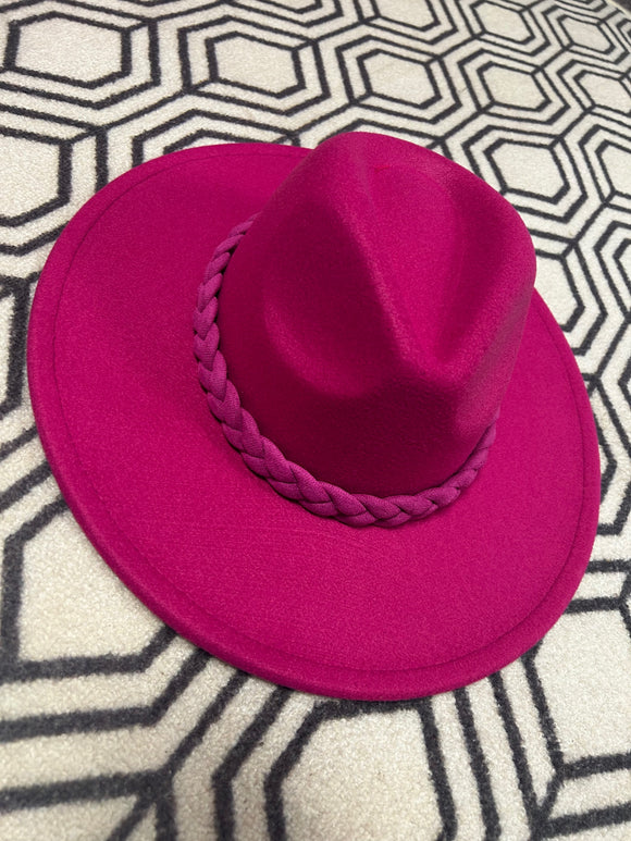 Blanche Rancher Felt Hat-Hot Pink