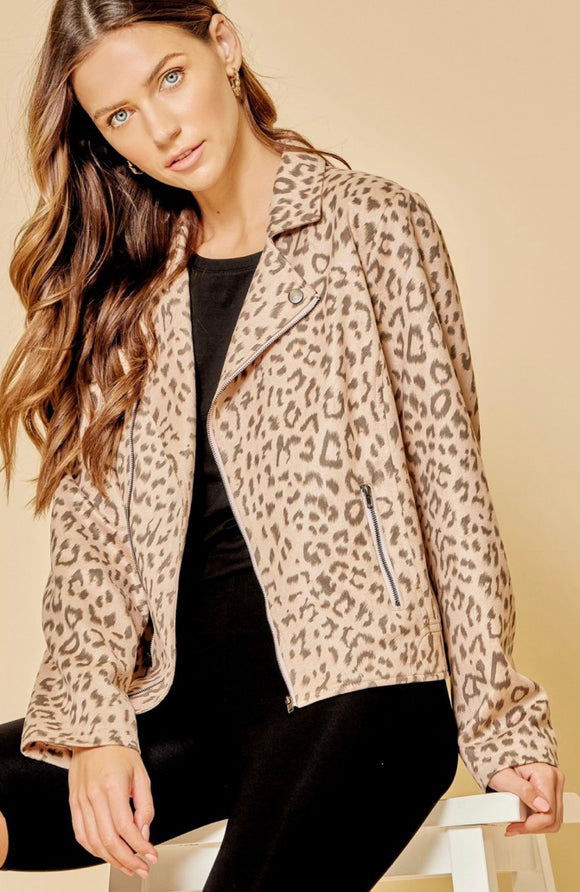 Darlene Leopard Moto Jacket