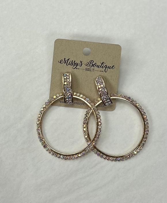 Kara Rhinestone Post Earrings-Gold