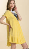 Dalilah Frayed Linen Dress-Lt Yellow