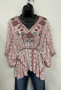 Abrey Poncho Embroidered Top