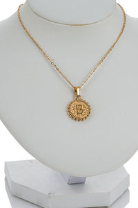 Gold Round Initial Necklace