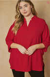 Connie Solid Tunic Top-Curvy-Red