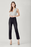 Kimmie High-Rise Crop Straight Jeans-Black