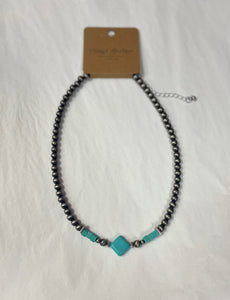Camilla Navajo Pearl Necklace with Turquoise Diamond Accent