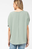 Melanie Asymmetric V-Neck Top-Sage