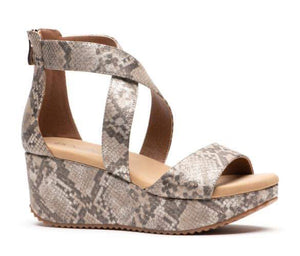 Corkys Fay Taupe Snake Wedge
